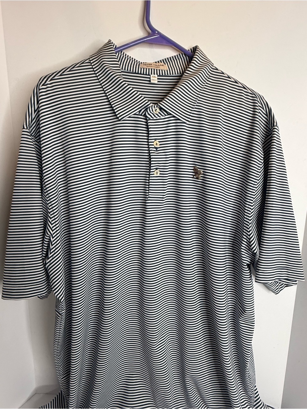 Peter Millar - Summer Comfort Mens 2XL Blue and White Striped polo - EUC